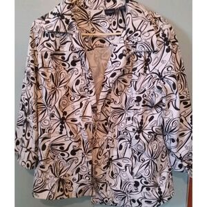 Westbound Woman Open Front Blazer Jacket Womens White/Black Sz‎ 1X